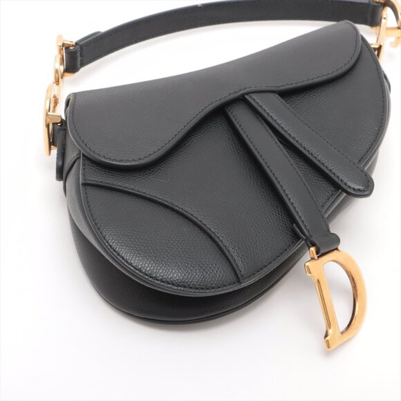 Christian Dior Saddle Bag Leather Shoulder bag Black - Picture 4 of 13